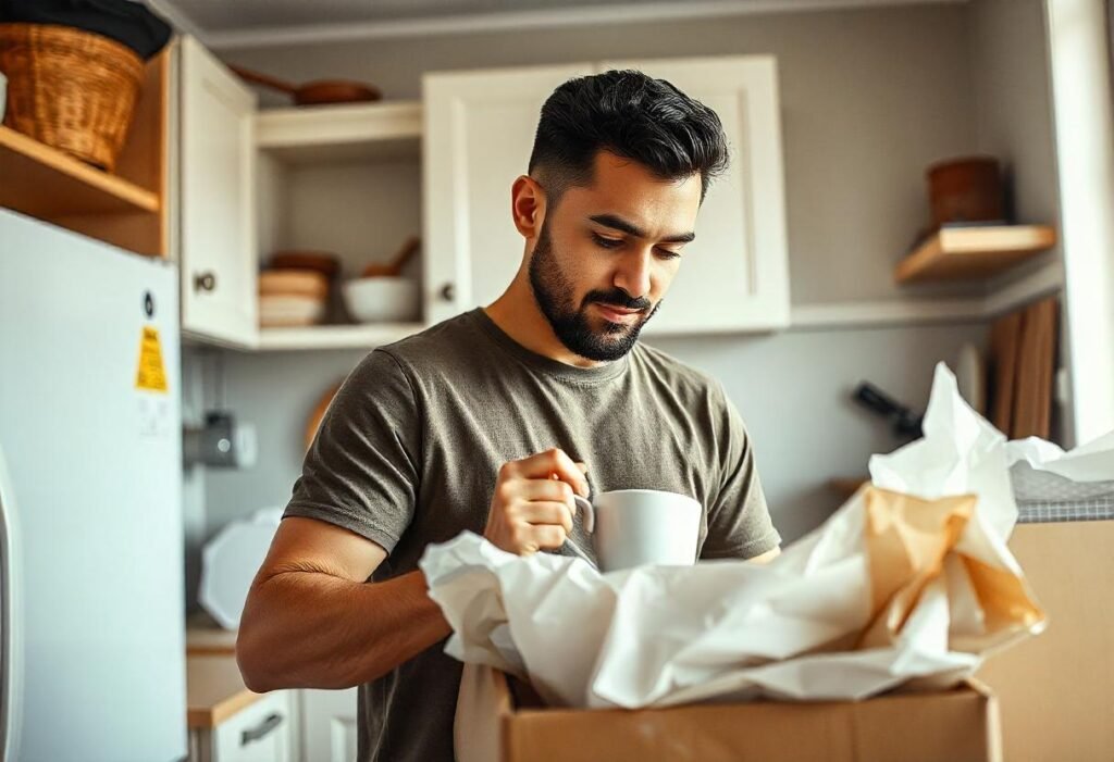 A person holding a white mug